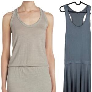 James Perse Scoop Neck Blouson Ruched RacerbackTank Dress Grey Size 2 Medium